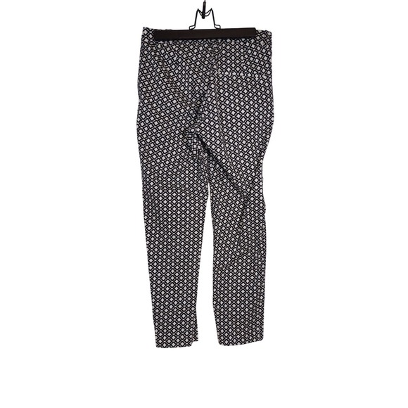 HM Women Size 6 Black White Geometric Quatrefoil Ankle Pants Slim Fit Cotton - Picture 2 of 9